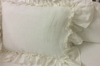 Vintage Ruffle Pillow Covers, 100% Linen