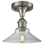 Innovations Lighting - Orwell 1-Light LED Semi-Flush Mount, Brushed Satin Nickel, Glass: Clear - A truly dynamic fixture, the Ballston fits seamlessly amidst most decor styles. Its sleek design and vast offering of finishes and shade options makes the Ballston an easy choice for all homes.