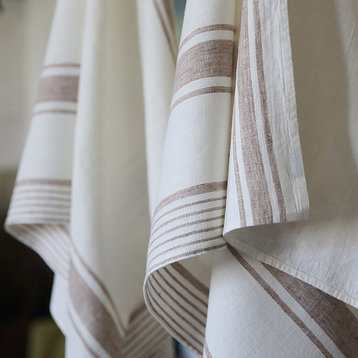 Bath Towel Linen Prewashed Tuscany, Beige Off White, 65x135cm