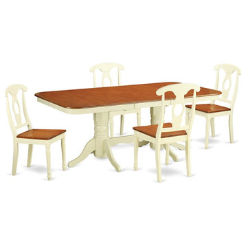 East West Furniture Napoleon 5-piece Wood Dining Table and Chair Set in Cherry