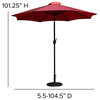 Kona 9 FT Round Umbrella w/Crank and Tilt Function & Standing Umbrella Base, Red