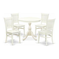 East West Furniture Antique Wood 5-Piece Dining Set In White Finish AMVA5-LWH-W