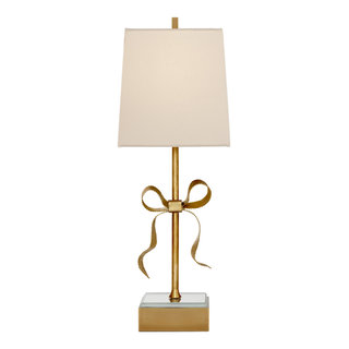 Durham Large Table Lamp in Soft Brass with Linen Shade