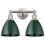 Innovations Lighting - Plymouth Dome 2-Light 17" Bath Vanity Light, Satin Nickel, Green - Innovation at its finest and a true game changer. Edison marries the best of our Franklin and Ballston collections to give you versatility of design and uncompromising construction.  Edison fixtures are industrial-inspired and can be customized with glass or metal shades from both the Franklin and Ballston collections.