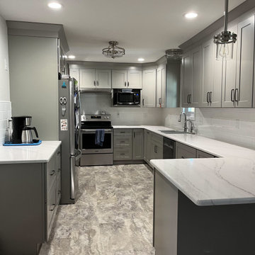 Transitional Kitchen Remodel Done in New Gray Cabinets