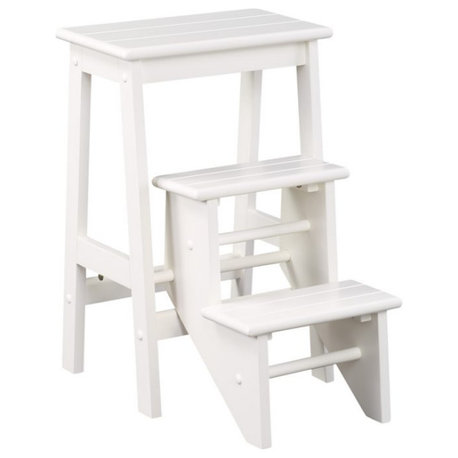 Niko Folding 3-Tier Step Stool, Cream, 24 Inch