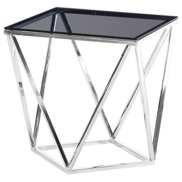 Angled Square Smoked Glass End Table