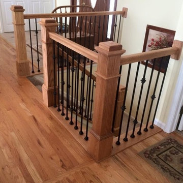 Railing Update Oak Posts w Satin Black Spindles