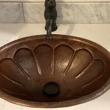 19" Oval Sunburst Self Rimming Hammered Copper Sink (LO19RSBDB)