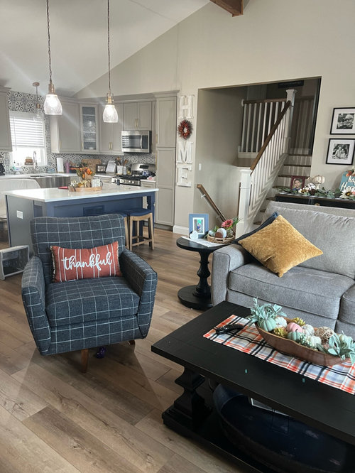 Need advice for area rug and curtains.