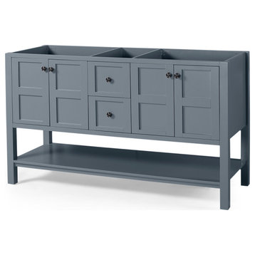 Anna Contemporary 60" Wood Bathroom Vanity, Counter Top Not Included, Gray