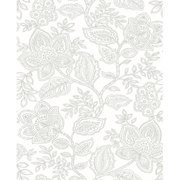 2861-25733 Larkin Grey Floral Wallpaper Non Woven Material Botanical Theme