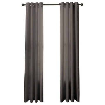Pointehaven Curtains With Black Grommets, Set Of 2, Gray, 50"x 84"