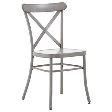 Haley Metal Dining Chairs, Set of 2, Antique Grey