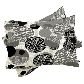 Deny Designs Rachael Taylor Textured Geo Gray And Black Pillow Shams, King