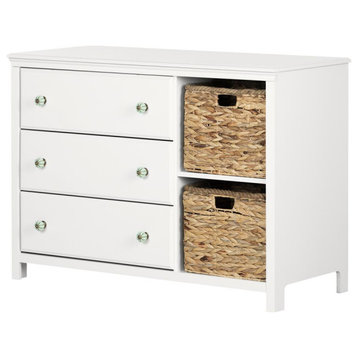 Balka 3-Drawer Dresser with Baskets, Pure White