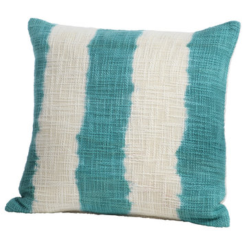 Naxos Tie Dye Blue Stripe Cotton Throw Pillow, 18"x18"