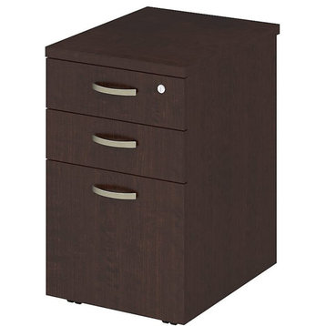 Contemporary File Cabinet, Lockable Design With 3 Storage Drawers, Mocha Cherry