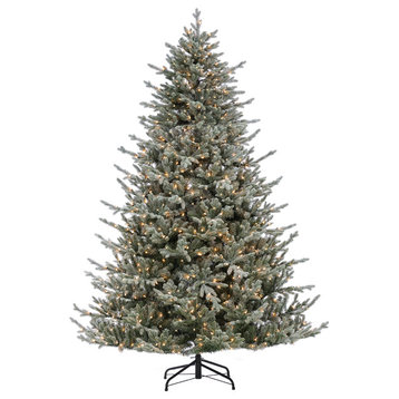 Lightly Flocked Natural Cut Olympia Fir With 800 Clear Lights, 7.5 Foot