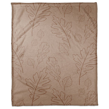 Dusty Rose Large Leaf Pattern 50x60 Coral Fleece Blanket