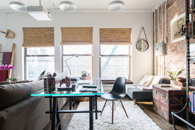 Inspiration for an industrial home office remodel in New York