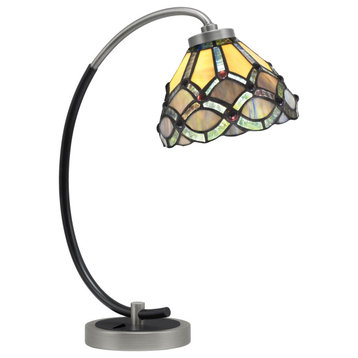 1-Light Desk Lamp, Graphite/Matte Black Finish, 7" Grand Merlot Art Glass