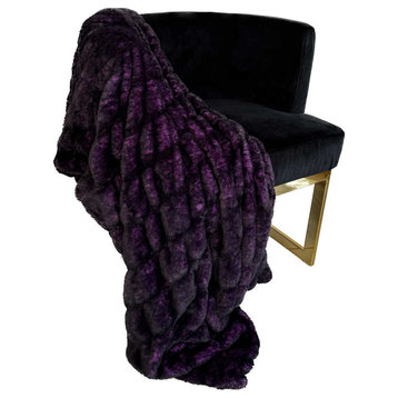 Plutus Purple Plush Pelt Faux Fur Luxury Throw Blanket, Throw 60"W x 90"L