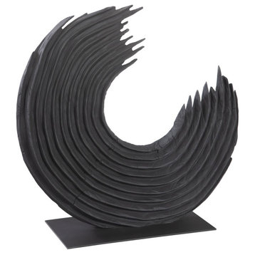 Swoop Tabletop Sculpture, Black Wood, Small
