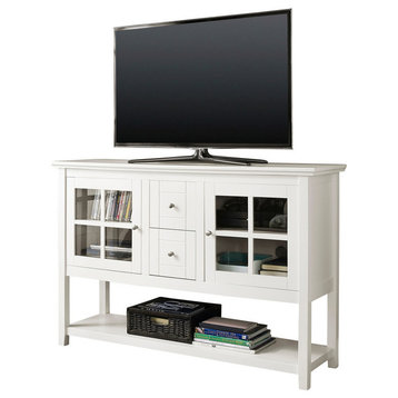 52" Wood Console Table TV Stand, White