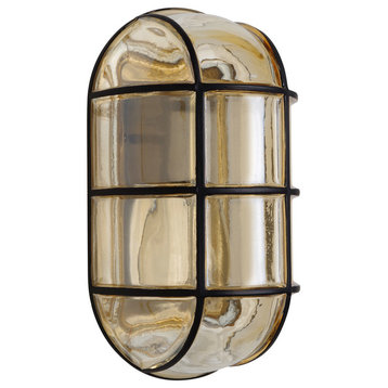 Costaluz 3961 Series 1-Light Half Oval Outdoor Black Smoke Glass