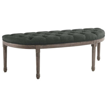 Modway Esteem 19.5" Fabric Upholstered Semi-Circle Bench in Gray