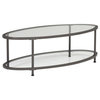 Studio Designs Home Camber 48" Oval Modern 2-Tier Metal Coffee Table in Pewter