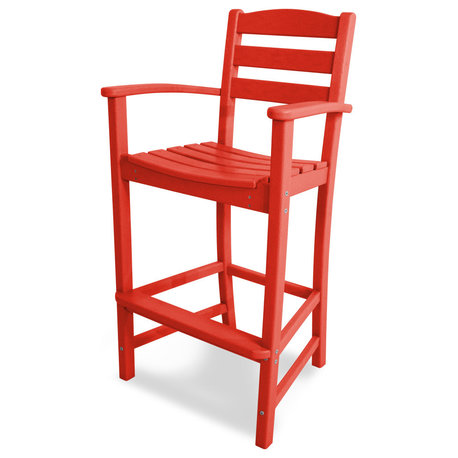 POLYWOOD La Casa Cafe Bar Arm Chair, Sunset Red