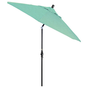 9' Matted Black Collar Tilt Lift Fiberglass Rib Aluminum Umbrella, Sunbrella, Spectrum Mist
