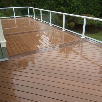 Clearview Railing , Composite Deck & Stamped Patio