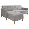 DHP Hartford Storage Sectional Futon with Chaise in Light Gray Chenille