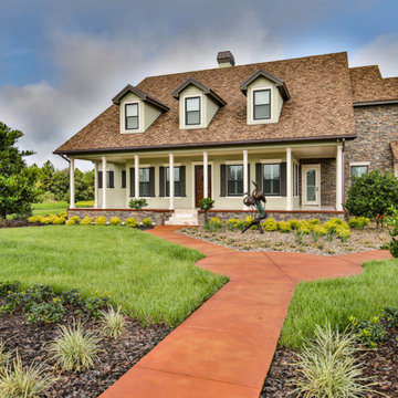 Front Elevation Stained Concrete Walkways Copper Gutters