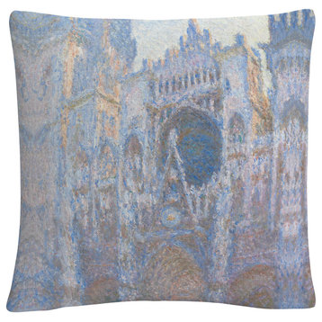 Claude Monet 'Rouen Cathedral West Facade 1894' 16"x16" Decorative Throw Pillow