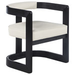 Meridian Furniture - Manchester Faux Leather Upholstered Dining Chair, Cream, Black Finish - Show off your wild side with this unique Manchester vegan leather dining chair from Meridian Furniture. Featuring a frame crafted out of solid rubber wood with a wire brushed black finish, this chair makes a bold statement in any dining space. A soft cream vegan leather cushion and backrest add comfort while you sit and dine, as well as give the chair a 'wild side' flavor. Its contemporary design works well in any living space.