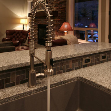 Industrial sink with complimenting gray granite