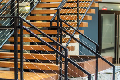 Inspiration for a contemporary staircase remodel in Charlotte