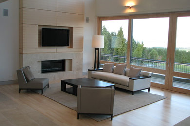 Trendy family room photo in Portland
