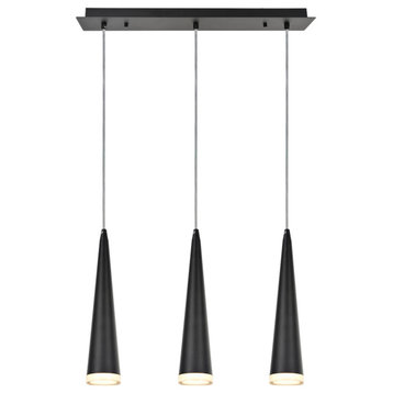 61024 Adjustable LED 3-Light Hanging Pendant Ceiling Light, Matte Black