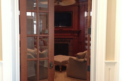 Warm and inviting TV room.  Designed by Robert Wilson.  Zaksons Fine Furniture a