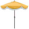 7.5' Surfside Patio Umbrella With Fiberglass Ribs and White Fringe, Buttercup