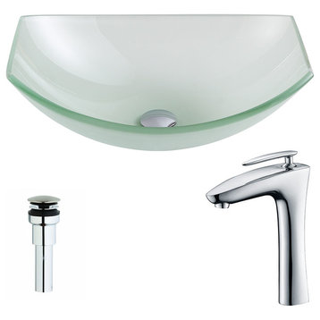 ANZZI Pendant Series Deco-Glass Vessel Sink with Crown Faucet