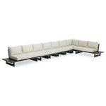 Meridian Furniture - Maldives Cream Water Resistant Fabric Outdoor Patio Modular Sectional - Create your own custom contemporary look on the deck or porch with the addition of this Maldives outdoor patio armless chair. Part of a large collection that lets you mix and match modular pieces to get the look you crave most. This modular sectional has cream water resistant fabric with a base made from grey aluminum, so it's sturdy, tough, and ready to face the elements with impeccable beauty, season in and season out. Shop the contemporary pieces in this collection to create the outdoor entertaining area of your dreams.