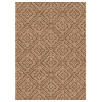 Beige/Red/Blue Modern Hand-Knotted Indian Square Area Rug, Beige, 4'6"x6'6"