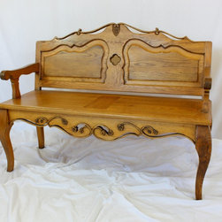 Wood bench with sculpture - Indoor Benches