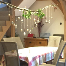 Christmas decorations in an oak framed home